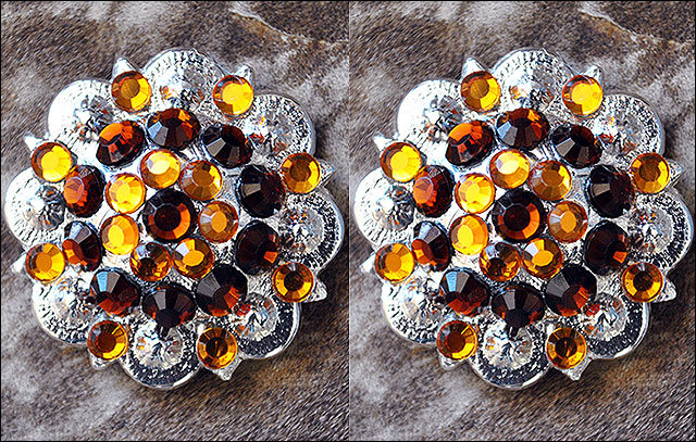 HILASON Brown Crystals Berry Bling Headstall Tack | Western Concho Belt Slotted Conchos Leather Screw Back