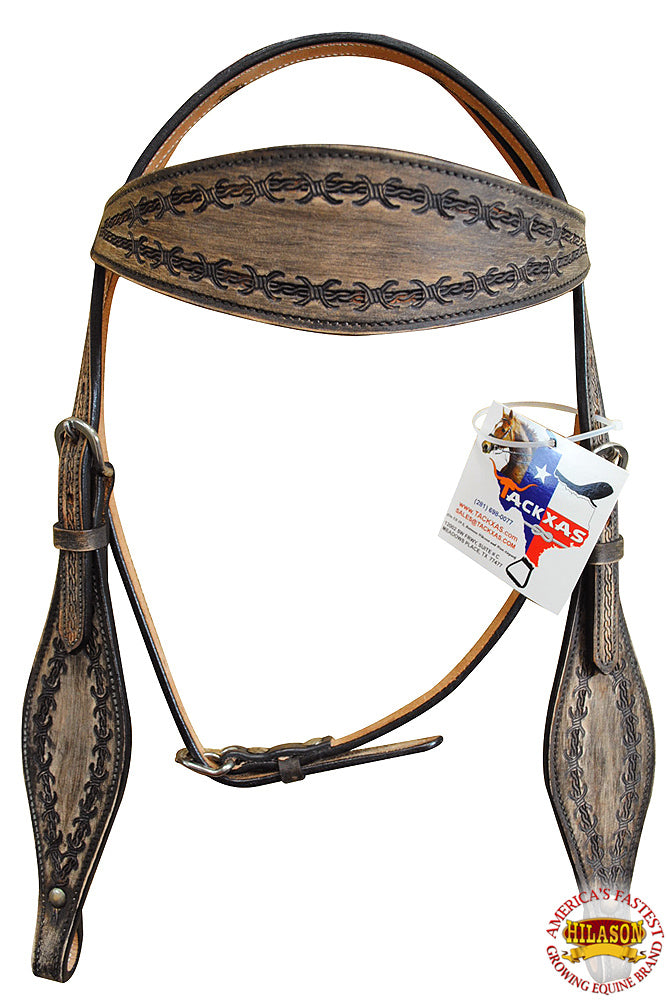 HILASON Western Horse Headstall Breast Collar Set Tack Genuine American Leather