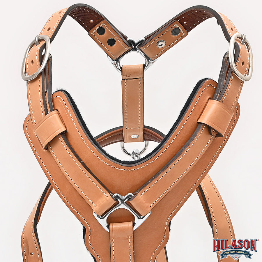 Large Leather Dog Harness Tan Padded Genuine With Matching Leash Hilason