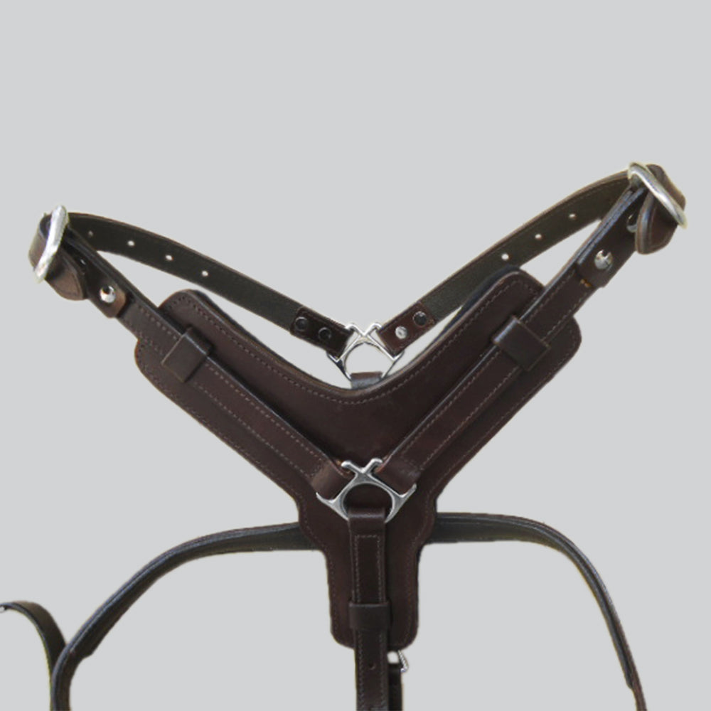 Sml Hilason Western Padded Dog Harness Genuine Leather Stainless Steel Black