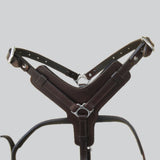 Sml Hilason Western Padded Dog Harness Genuine Leather Stainless Steel Black