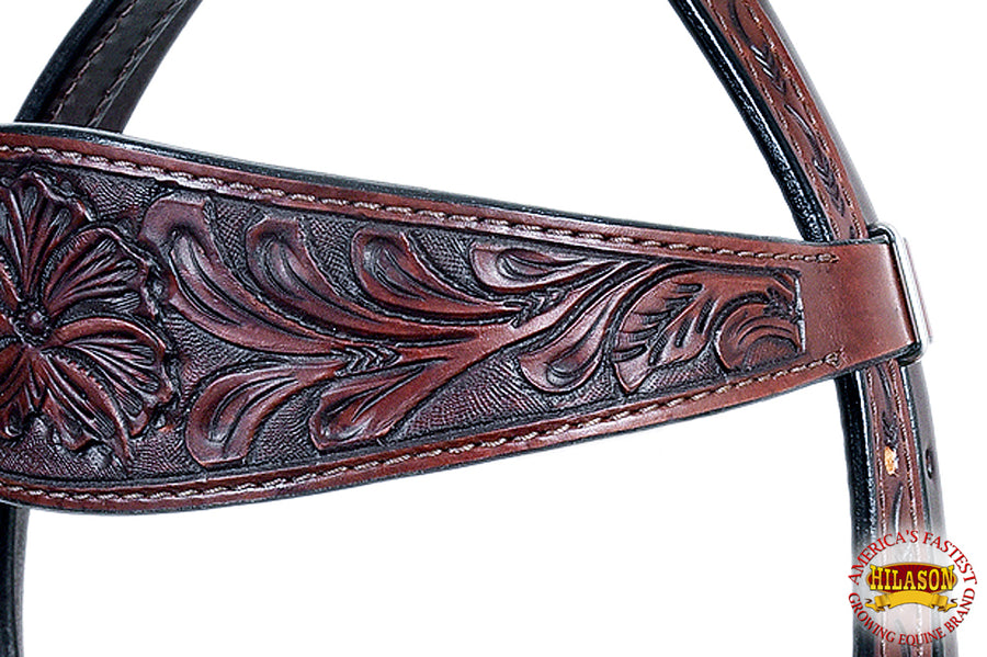 HILASON Western Horse Headstall Tack Bridle American Leather Hand Carved