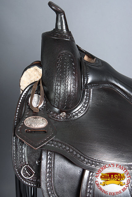 HILASON Western Horse Saddle American Leather Treeless Trail Pleasure | Barrel for Horses