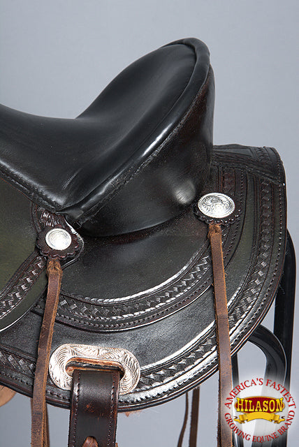 HILASON Western Horse Saddle American Leather Treeless Trail Pleasure | Barrel for Horses