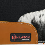 Hilason Western Wool Felt Horse Saddle Pad W/ Cowhide Leather - Black