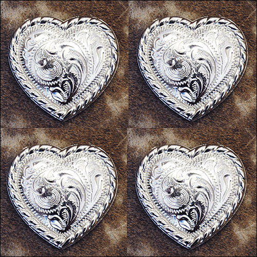 HILASON Western Screw Back Concho Heart Shape Rope Edge Nickel Saddle Black Color | Bridle Conchos Slotted