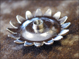 Western Screw Back Concho White Enamel Pink Stone Sunflower Saddle