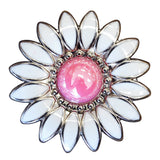Western Screw Back Concho White Enamel Pink Stone Sunflower Saddle