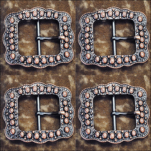 HILASON Western Screw Back Concho Copper Finished Belt Buckle With Rope Edge | Slotted Conchos