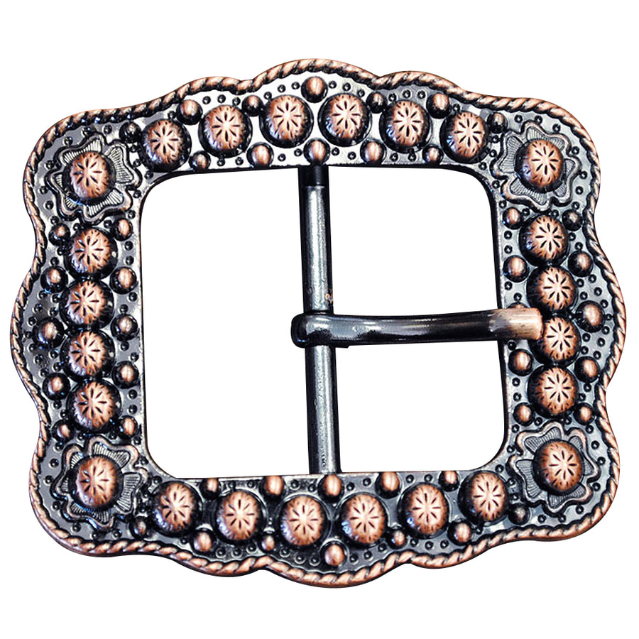 Set Of 16 Western Screw Back Concho Copper Ed Belt Buckle With Rope Edge - Uhorse
