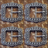 HILASON Western Screw Back Concho Silver Finished Belt Buckle With Rope Edge | Western Concho Belt | Slotted Conchos