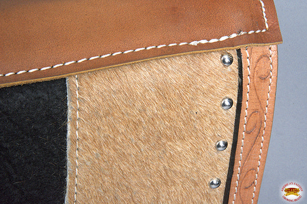 Hilason Western Wool Felt Gel Horse Saddle Pad with Leopard Print Leather