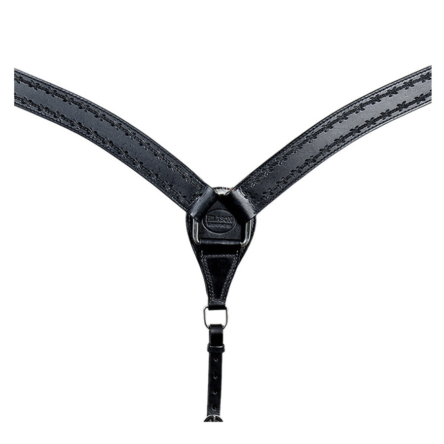 HILASON Western Horse Breast Collar Tack Genuine American Leather Barb Wire Black - Uhorse