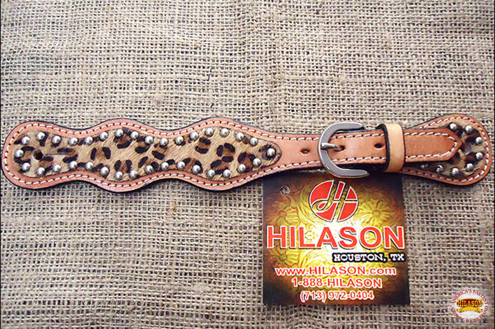 Hilason Western Leather Spur Straps Leopard Cheetah Hair On