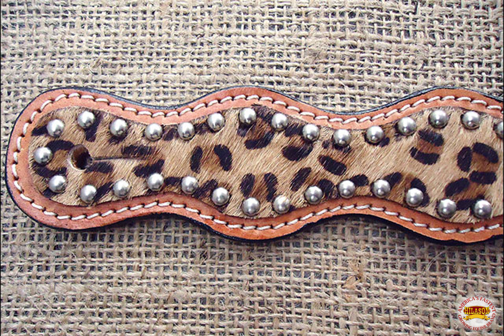 Hilason Western Leather Spur Straps Leopard Cheetah Hair On
