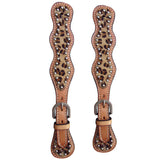 Hilason Western Leather Spur Straps Leopard Cheetah Hair On