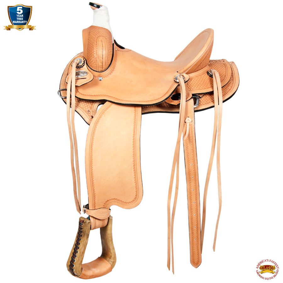 17 In W. H. Saddle American Leather Cowboy Trail Ranch Roping Tan by Hilason – Cowboy and equestrian accessories