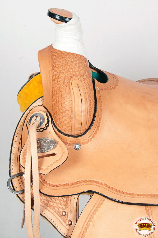 HILASON Western Horse Saddle American Leather Cowboy Trail Ranch Roping Tan | Hand Tooled Wade & For Horses