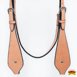HILASON Western Horse Headstall Breast Collar Set Tack Genuine American Leather Plain Tan