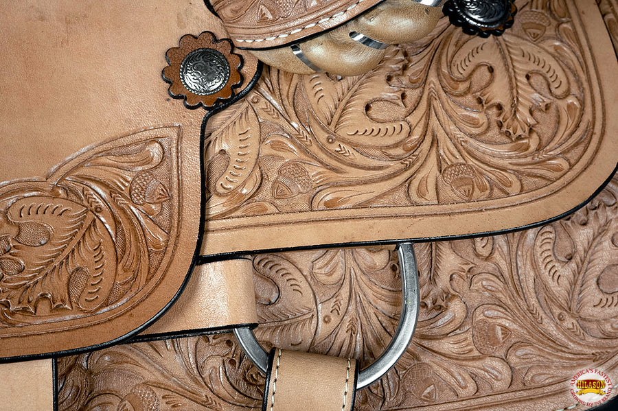 HILASON Western Horse Saddle American Leather Cowboy Trail Ranch Roping | Hand Tooled Wade & For Horses