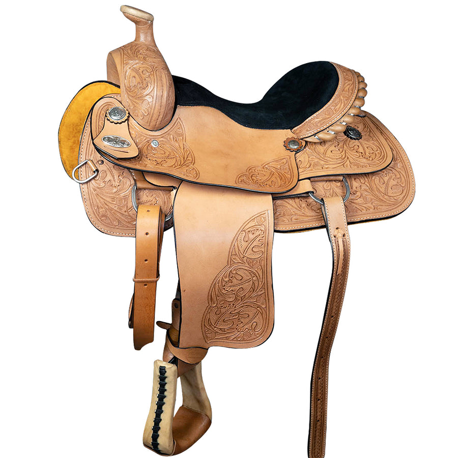 HILASON Western Horse Saddle American Leather Cowboy Trail Ranch Roping | Hand Tooled Wade & For Horses