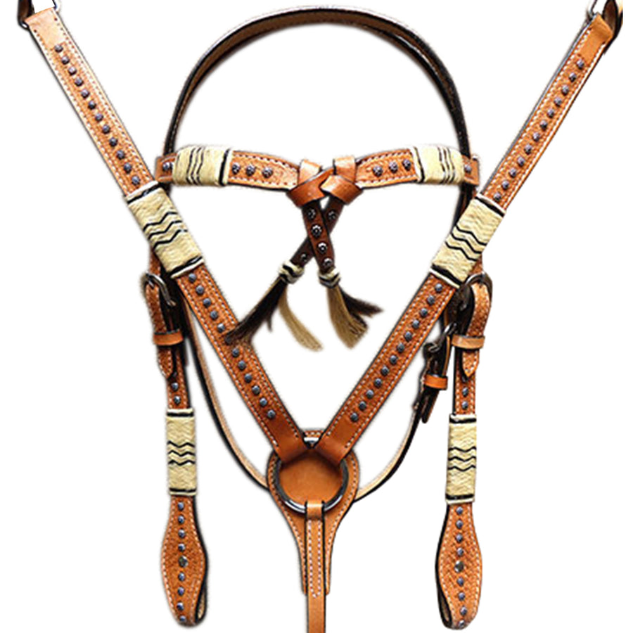 HILASON Western Horse Headstall Breast Collar Set Tack American Leather | Headstall Bridle for Horses Western | Horse Headstall Bridle | Western Headstalls Bridle for Horses