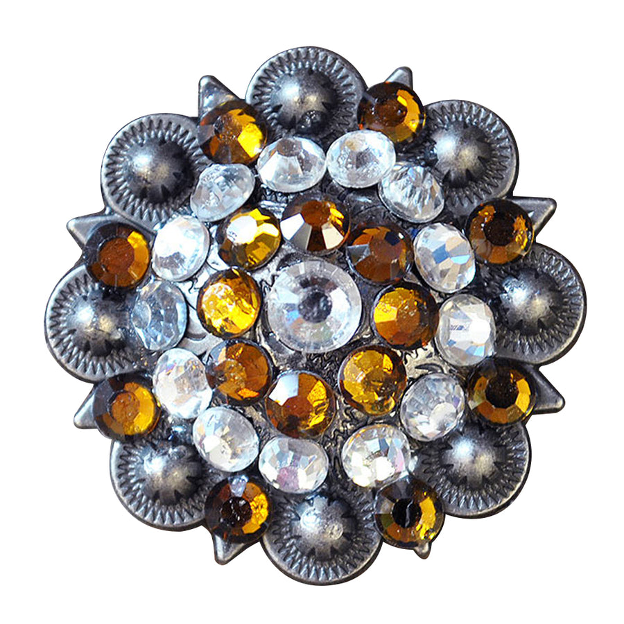 1.5" Hilason Western Style Silver Berry Rhinestone Bling Tack Headstall Saddle Concho Yellow - Uhorse
