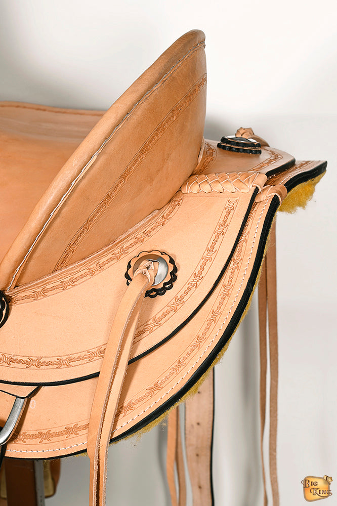 HILASON Western Horse Wade Saddle American Leather Ranch Roping Tan | Hand Tooled & For Horses
