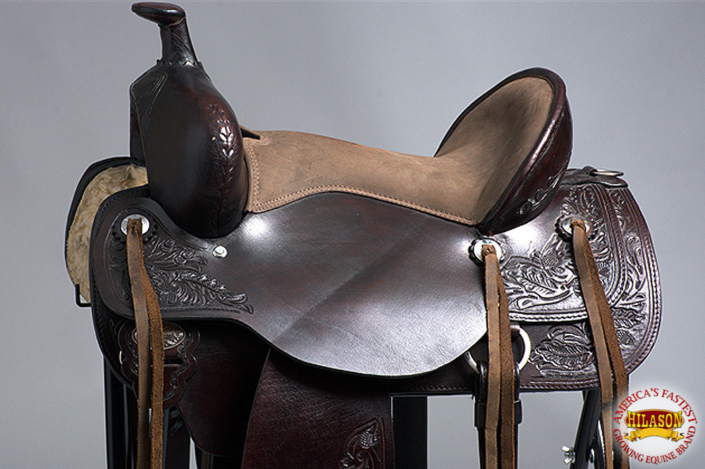 Hilason Western Hand Tooled Leather Cowboy Wade Ranch Roping Saddle Brown