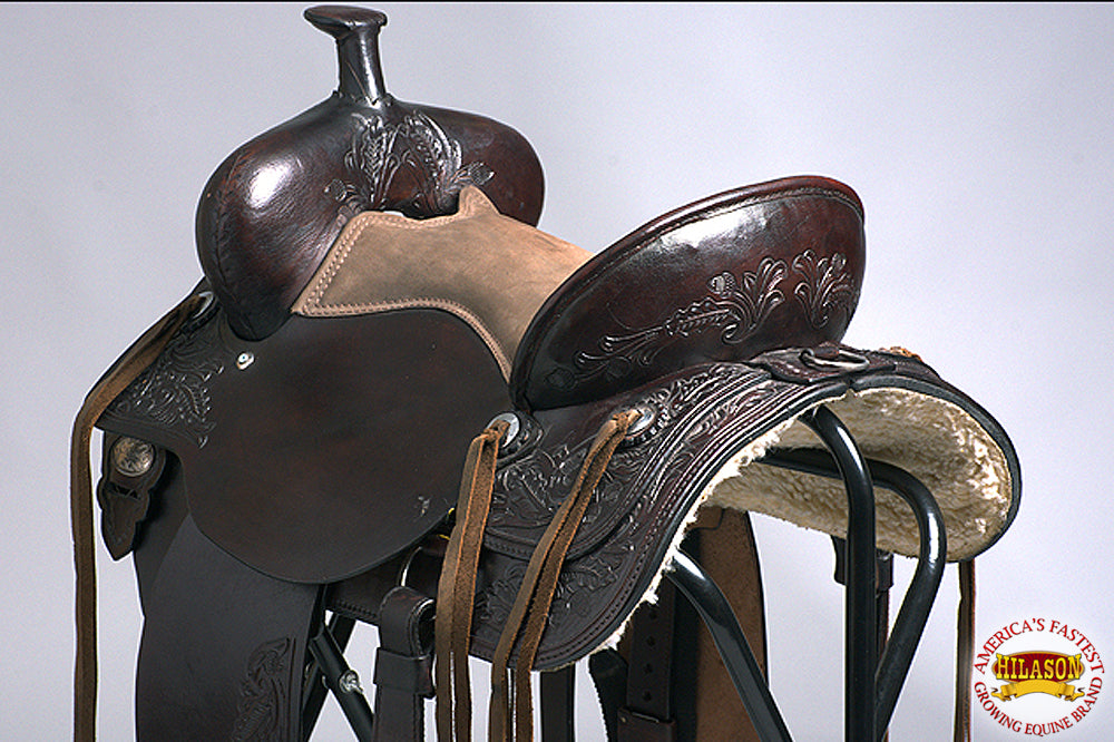 Hilason Western Hand Tooled Leather Cowboy Wade Ranch Roping Saddle Brown