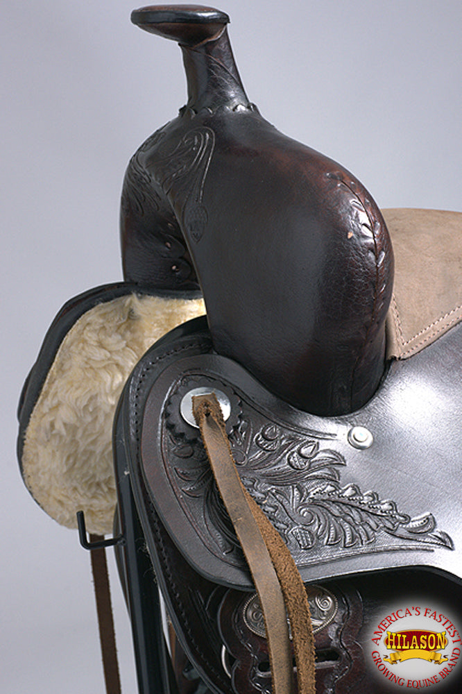 Hilason Western Hand Tooled Leather Cowboy Wade Ranch Roping Saddle Brown