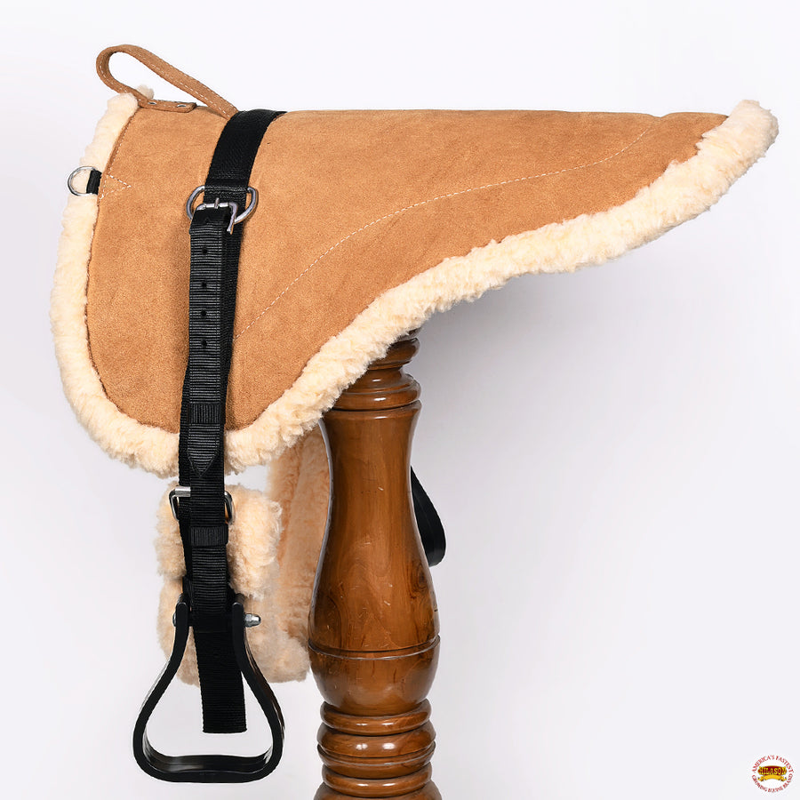 HILASON Western Horse Suede Leather Bareback Pad | Breast Collar and Girth Saddle Pads Baretek Riding for Horses