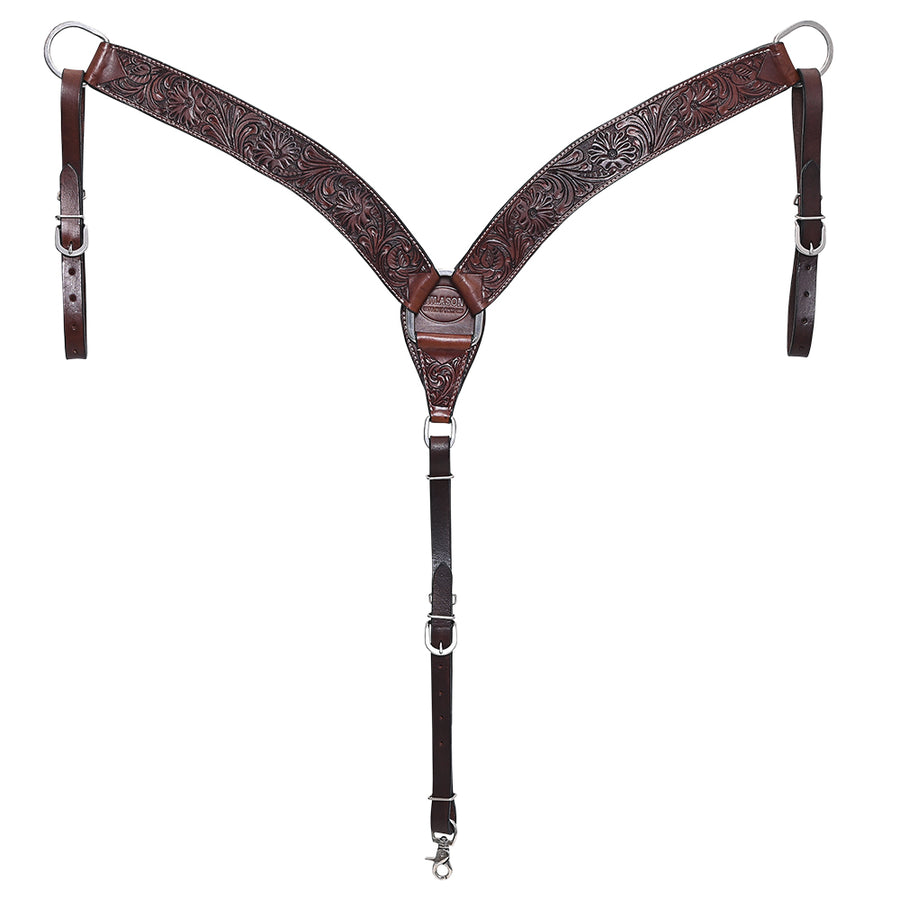 HILASON Western Horse Headstall Breast Collar Set Genuine American Leather Floral Dark Brown | For Horses