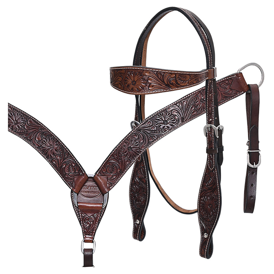 HILASON Western Horse Headstall Breast Collar Set Tack Genuine American Leather - Uhorse