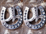 Western Screw Back Concho Nickel Finish Horse Shoe Design Saddle Cowboy