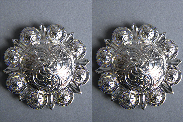 2 In. Western Nickle Plated Berry Conchos Hilason