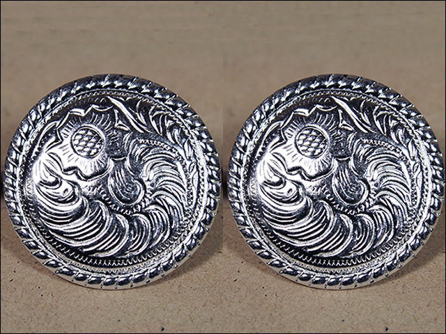 HILASON Western Screw Back Concho 1.5 In Wood Silver Rope Edge Round Saddle | Belt Slotted Conchos