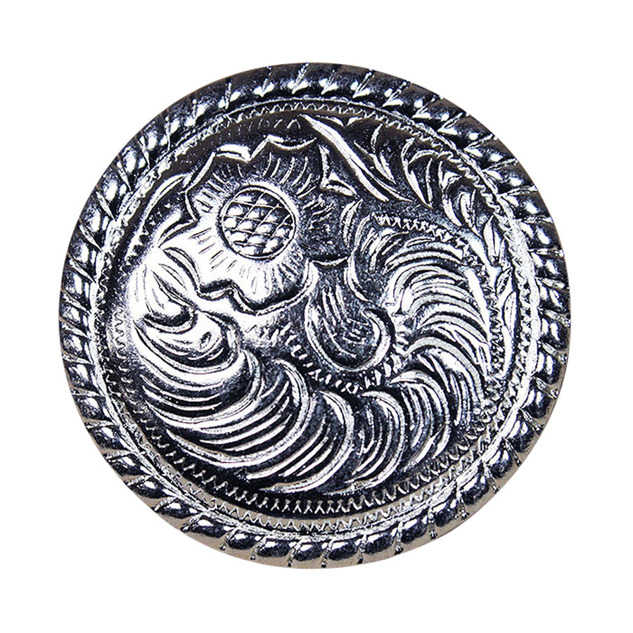 Set Of 2 Hilason 1.5 Inch Wood Screw Silver Rope Edge Round Saddle Concho - Uhorse