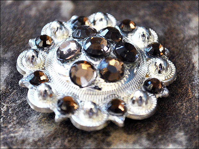 HILASON Western Berry Conchos Glass Rhinestones Bling 1.5" Tack Cowgirl Brown Color | Slotted Concho