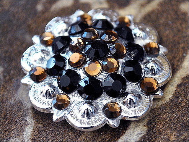 HILASON Western Berry Conchos Glass Rhinestones Bling 1.5" Tack Cowgirl Black Brown Color | Slotted Concho