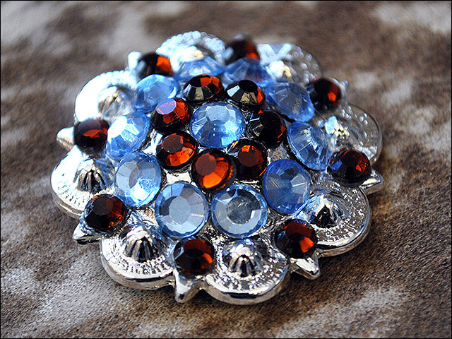 HILASON Western Berry Conchos Glass Rhinestones Bling Tack Cowgirl Aquamarine-Smoked Topaz Color | Slotted