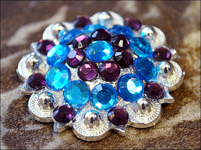 HILASON Capri And Amethyst Crystals Berry Headstall Saddle Tack Cowgirl | Western Concho Belt Slotted Conchos