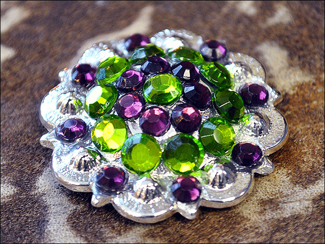 HILASON Western Berry Conchos Glass Rhinestones Bling Tack Cowgirl Peridot-Crystalab Color | Bridle Slotted