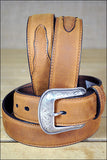 3D Brown Men'S Basic Leather Belt Removable Buckle