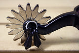Hilason Black Steel Men Spurs Nickel Plated Rowels