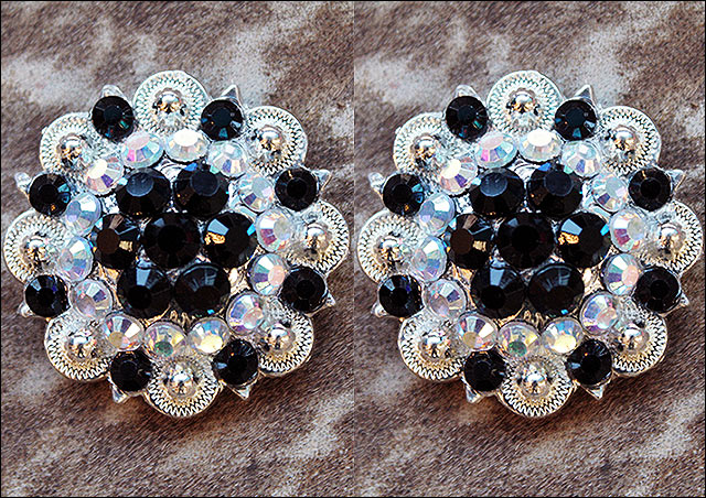 HILASON Western Style Crystal Silver Berry Rhinestone Headstall Saddle Breast Collars Concho Black | Bling