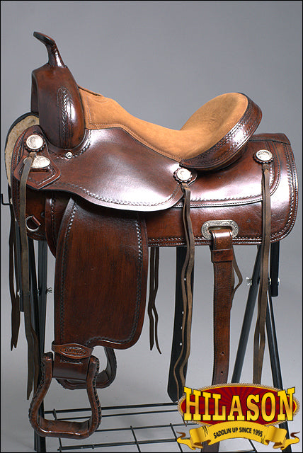 HILASON Western Horse Saddle American Leather Treeless Trail Pleasure | Barrel for Horses