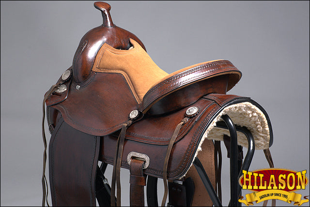 HILASON Western Horse Saddle American Leather Treeless Trail Pleasure | Barrel for Horses