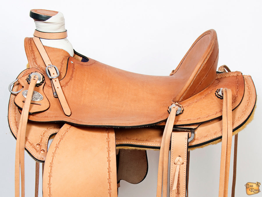 HILASON Western Horse Wade Saddle American Leather Ranch Roping Tan Kote | Hand Tooled & For Horses