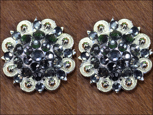 HILASON Western Berry Conchos Glass Rhinestones Bling Tack Cowgirl Black Dimond Color | Concho Belt Slotted